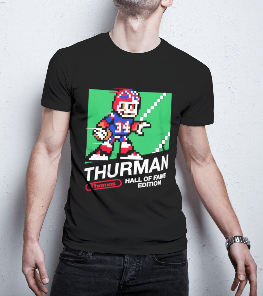 Thurman 34 Hall Of Fame Edition Buffalo Bills Pixel Art Retro Football T-Shirt