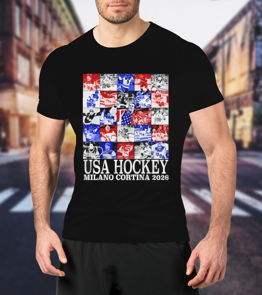 USA Hockey Team Collage Milano Cortina 2026 T-Shirt