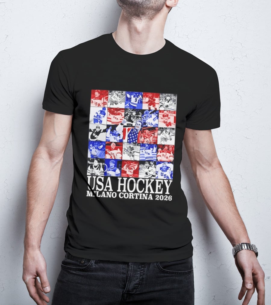 USA Hockey Team Collage Milano Cortina 2026 T-Shirt