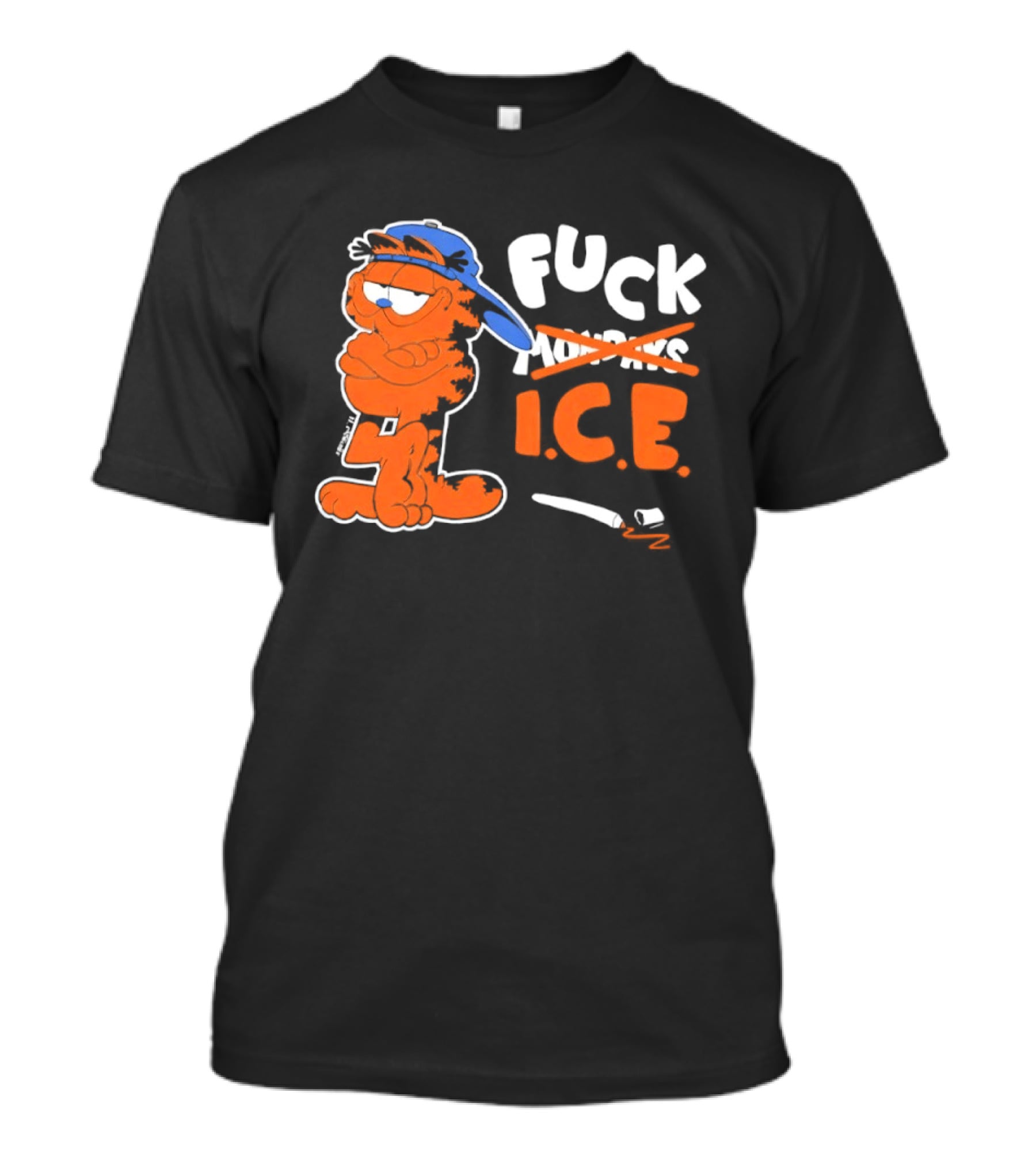 F*** ICE Orange Cat With Blue Hat T-Shirt