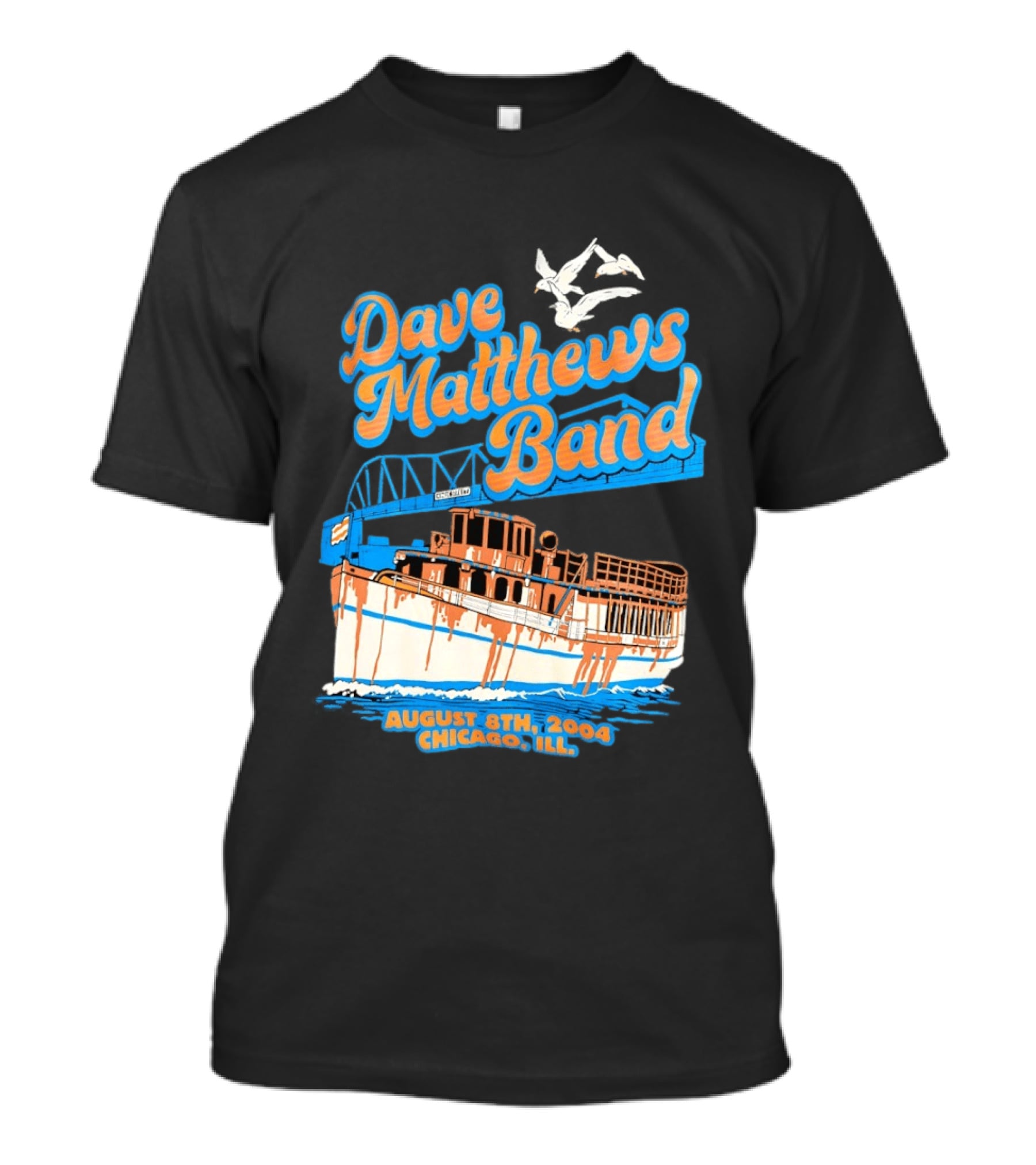 Dave Matthews Band August 8th 2004 Chicago Ill Blue Orange Boat Concert T-Shirt