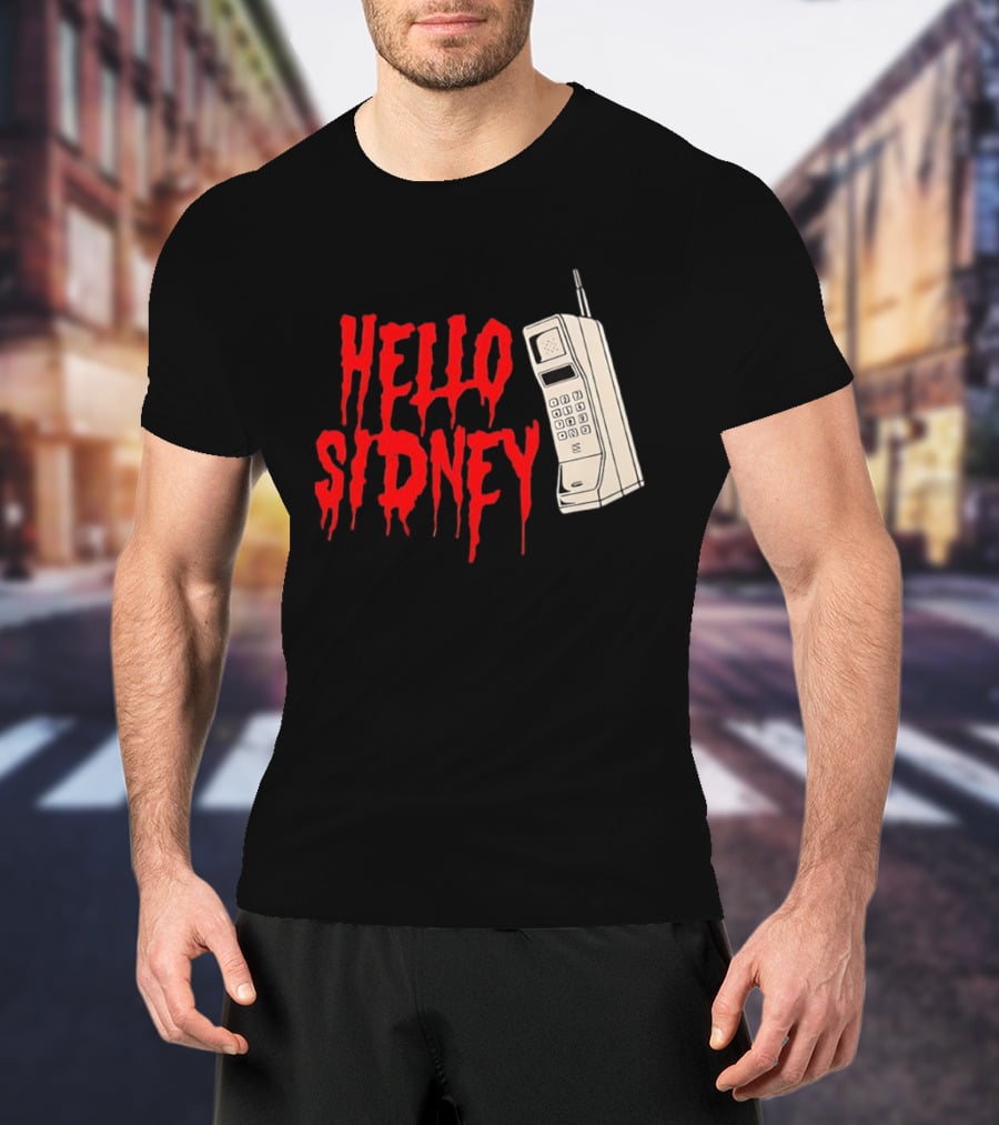 Hello Sidney Scream Movie Vintage Phone Dripping Blood T-Shirt