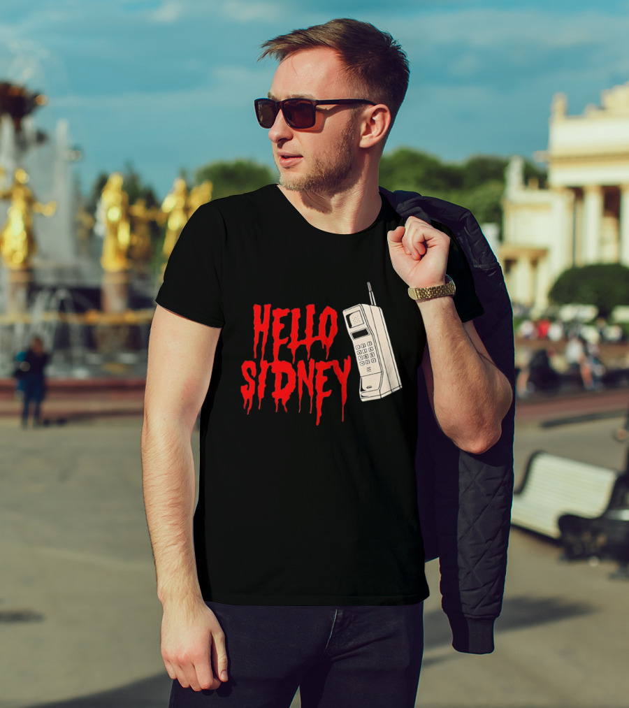 Hello Sidney Scream Movie Vintage Phone Dripping Blood T-Shirt