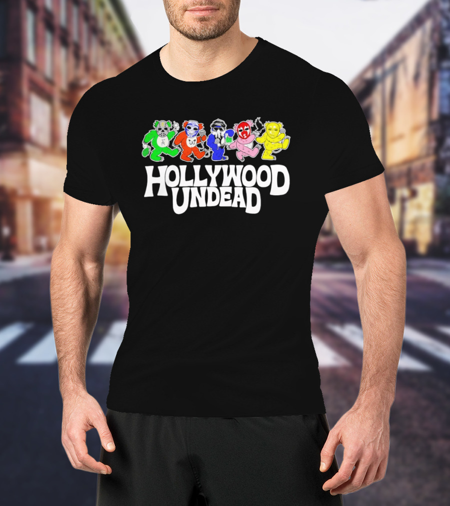 Hollywood Undead Colorful Dancing Characters Un Dead Head T-Shirt