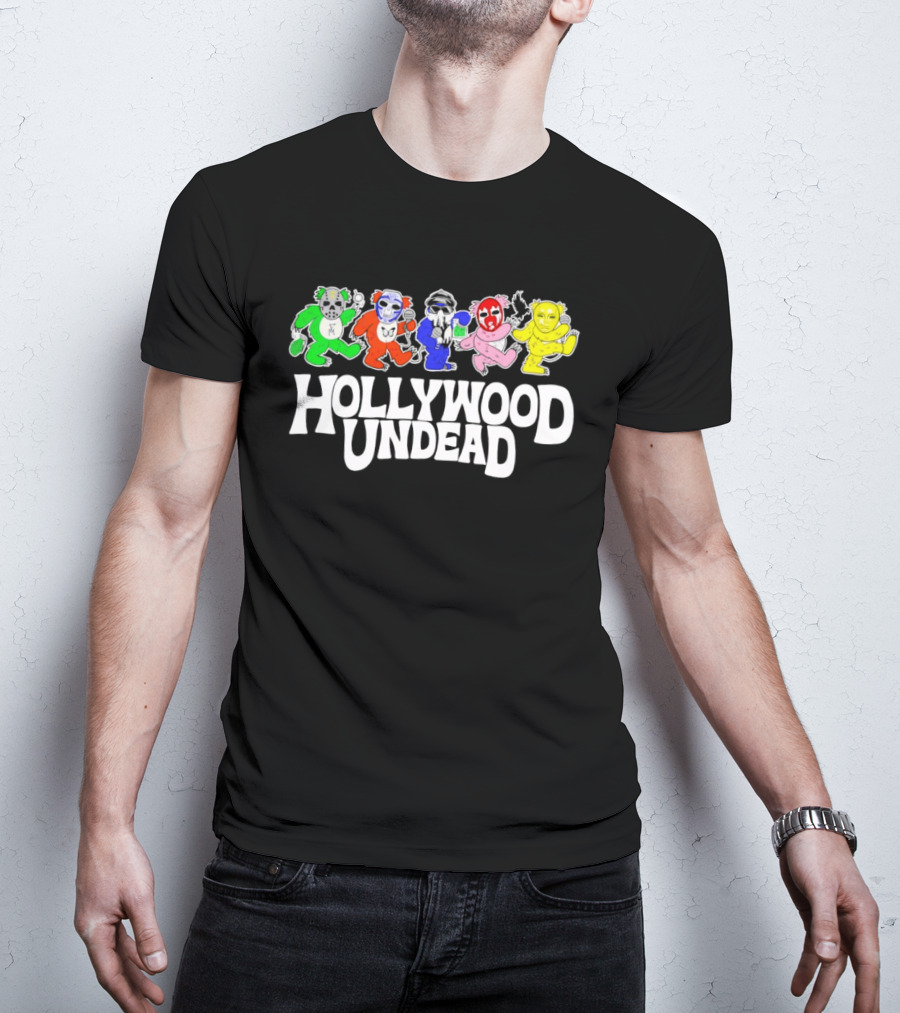 Hollywood Undead Colorful Dancing Characters Un Dead Head T-Shirt