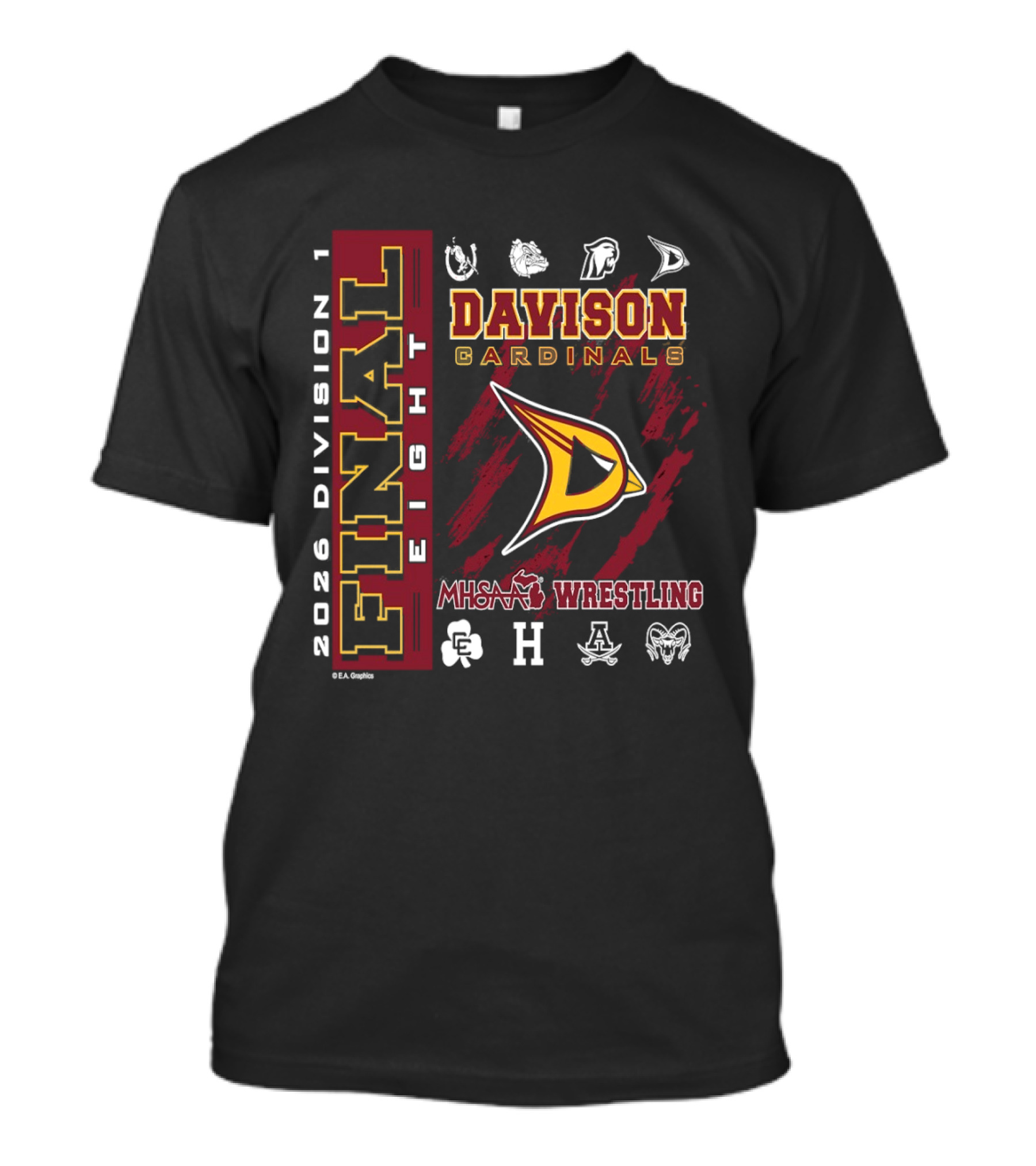 Davison Cardinals 2026 Division 1 Final Eight MHSAA Wrestling T-Shirt