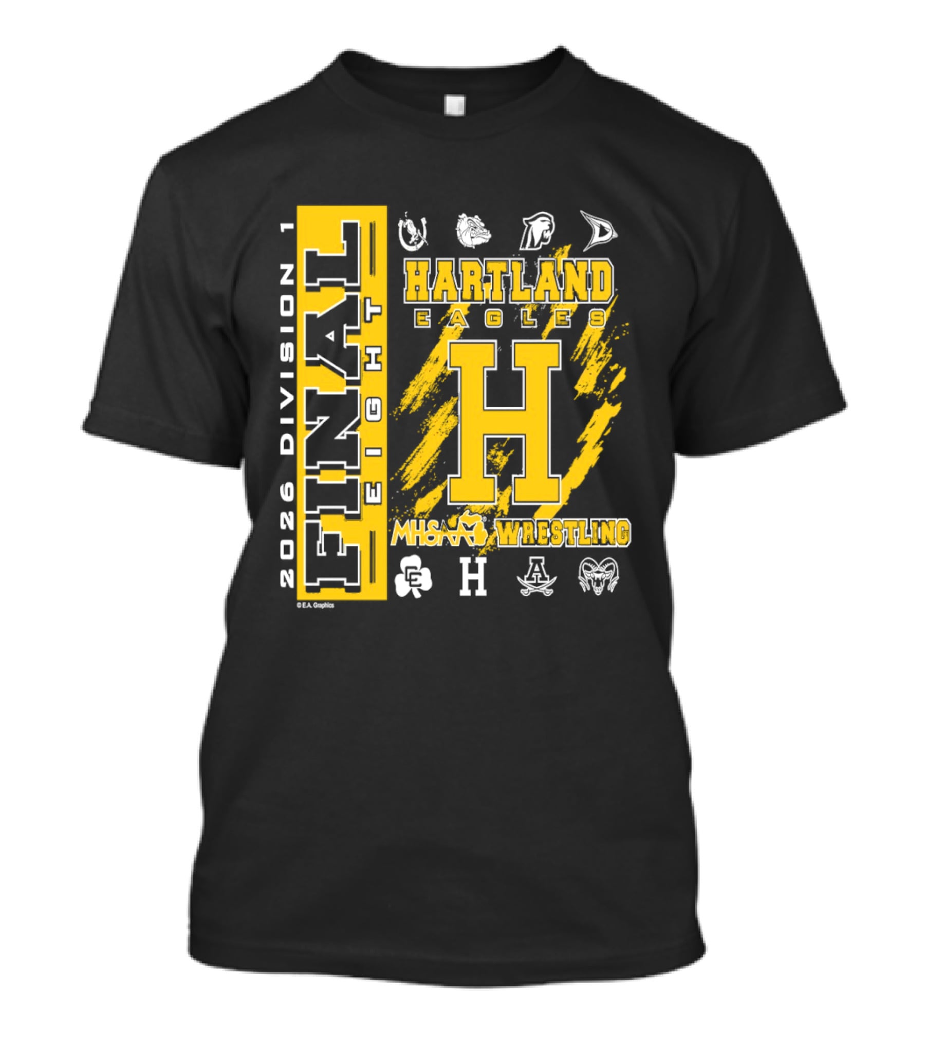 2026 Division 1 Final Eight Hartland Eagles Wrestling MHSAA T-Shirt