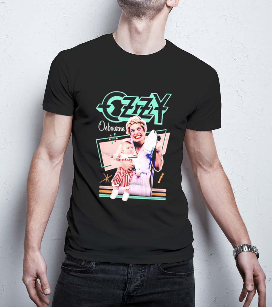 Ozzy Osbourne Retro Woman Holding Baby With Iron T-Shirt