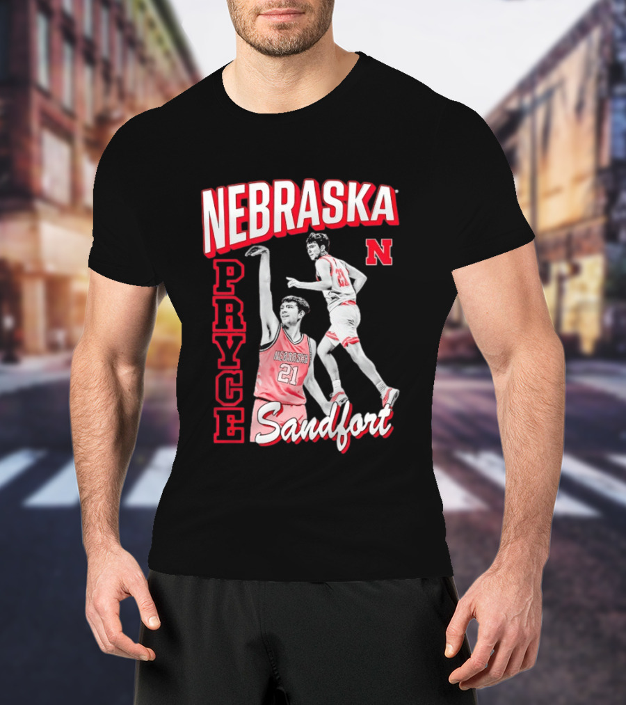 Pryce Sandfort 21 Nebraska Cornhuskers Basketball Team Iconic Red Jersey T-Shirt