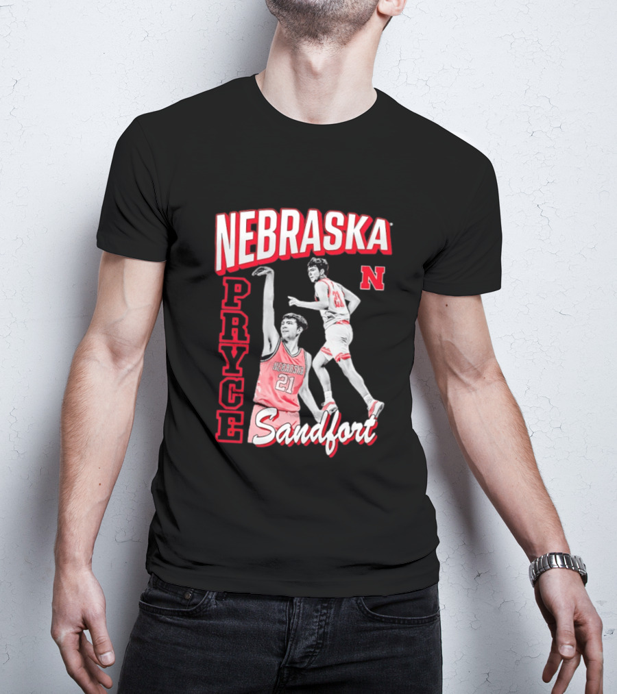 Pryce Sandfort 21 Nebraska Cornhuskers Basketball Team Iconic Red Jersey T-Shirt