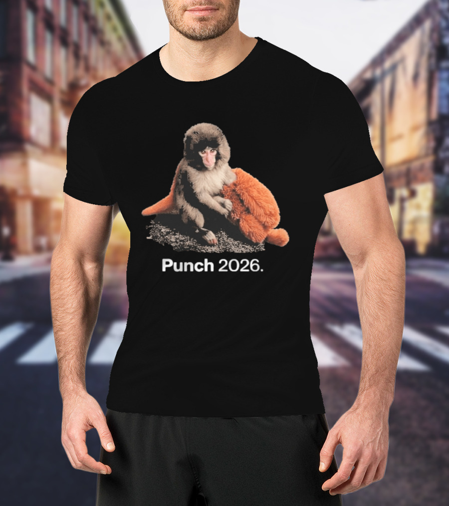 Punch Monkey 2026 Hugging Plush Toy T-Shirt