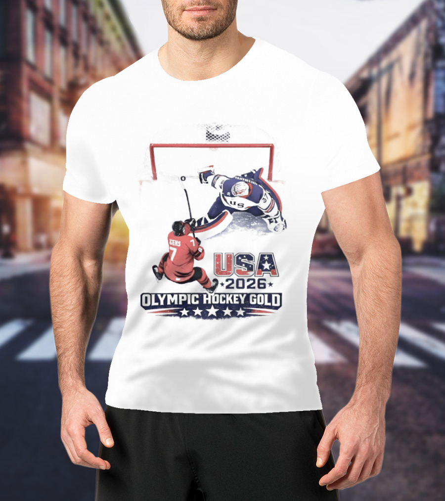 USA 2026 Olympic Hockey Gold Jack Hughes T-Shirt