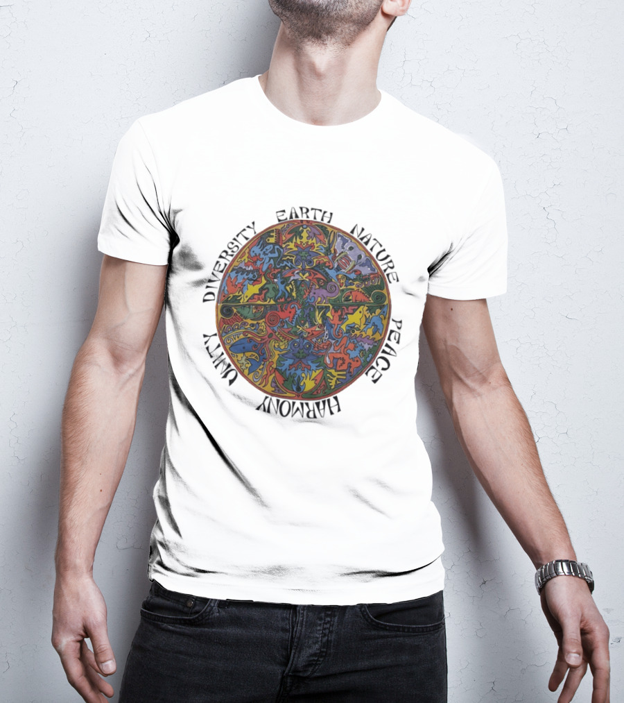 Diversity Earth Nature Peace Harmony Unity Psychedelic Mandala T-Shirt