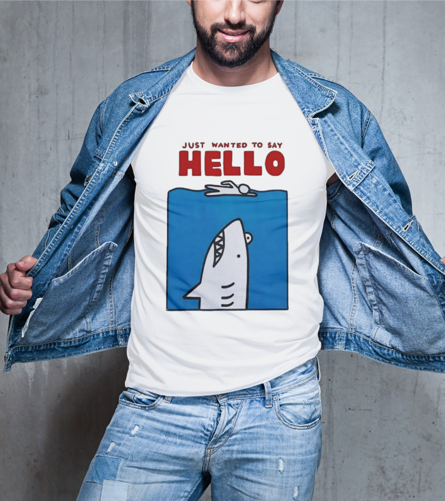Just Wanted To Say Hello Jaws Shark Comic T-Shirt