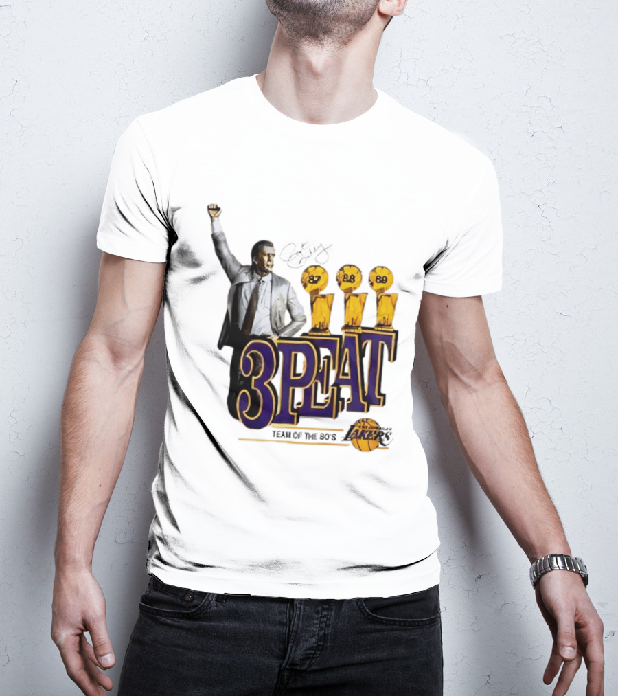 Los Angeles Lakers 3 Peat Team Of The 80s Pat Riley Champions 87 88 89 T-Shirt