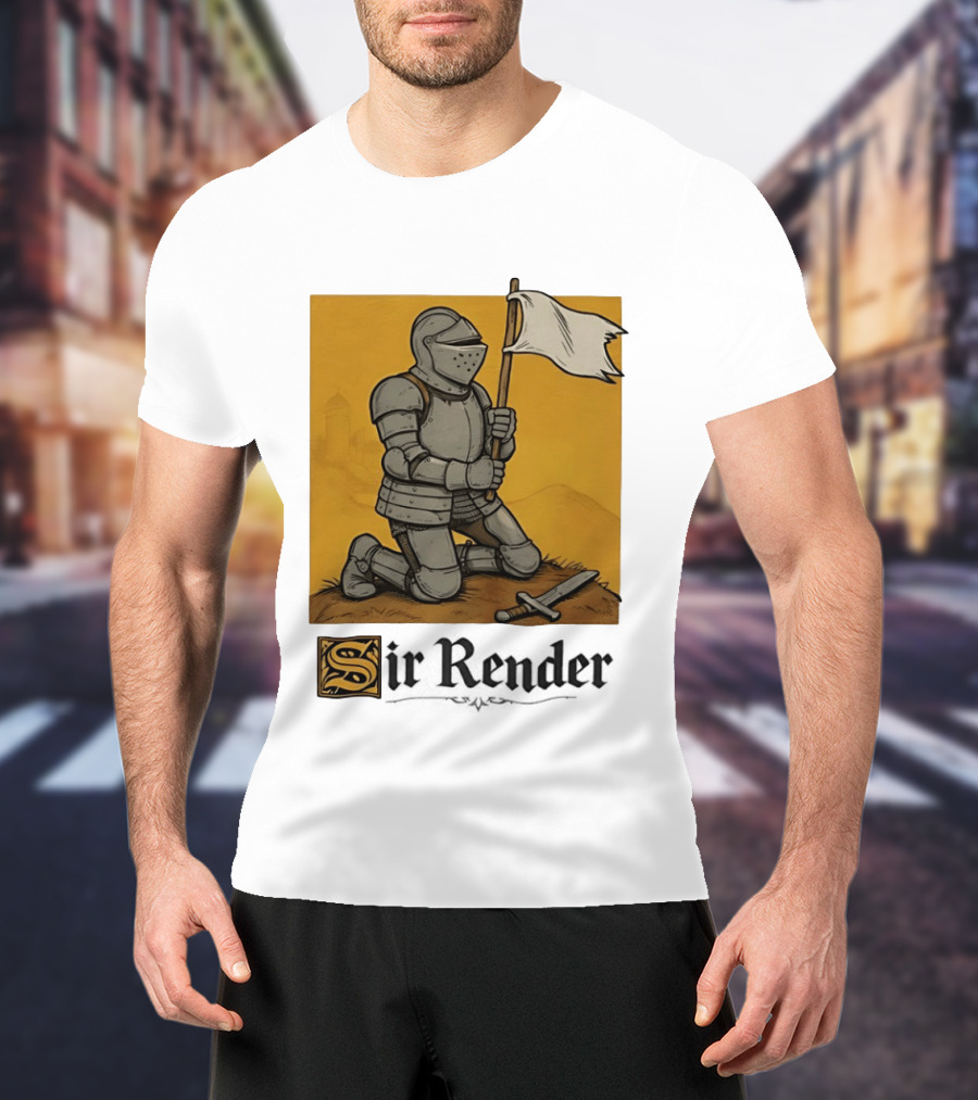 Sir Render Medieval Soldier Holding White Flag Knight Surrender T-Shirt