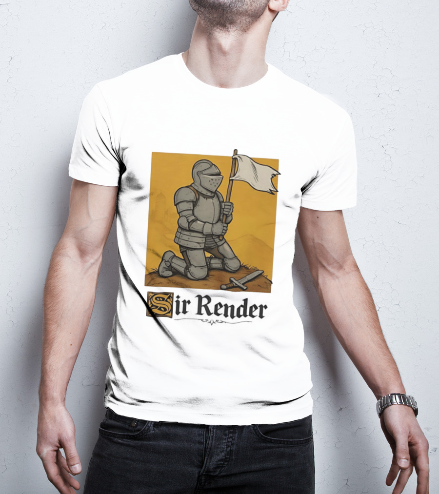 Sir Render Medieval Soldier Holding White Flag Knight Surrender T-Shirt