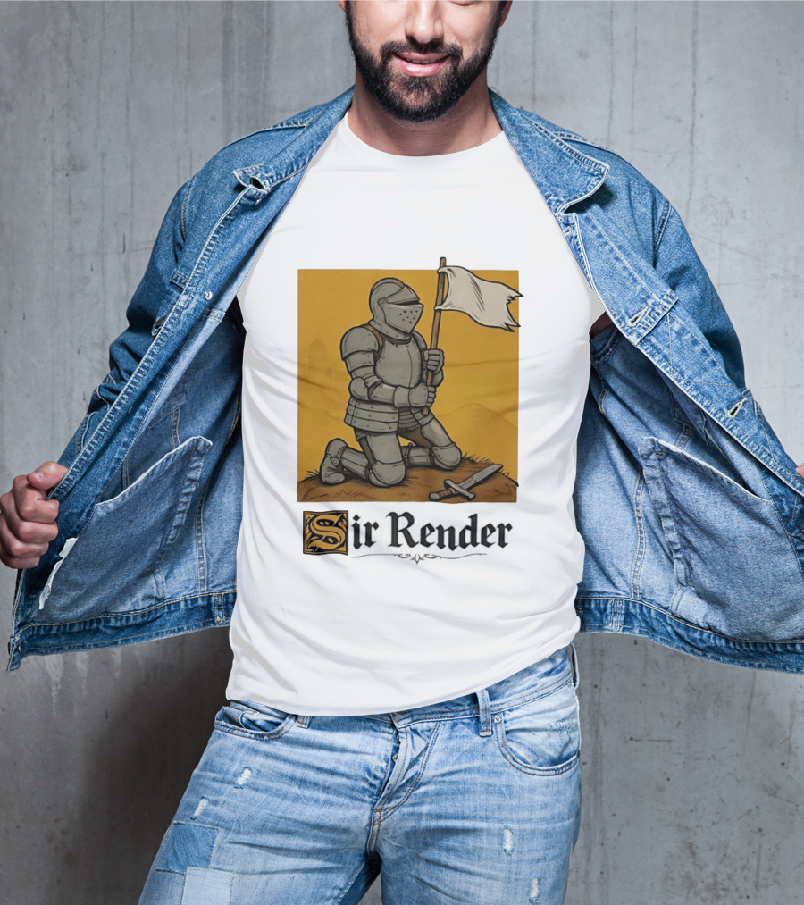 Sir Render Medieval Soldier Holding White Flag Knight Surrender T-Shirt