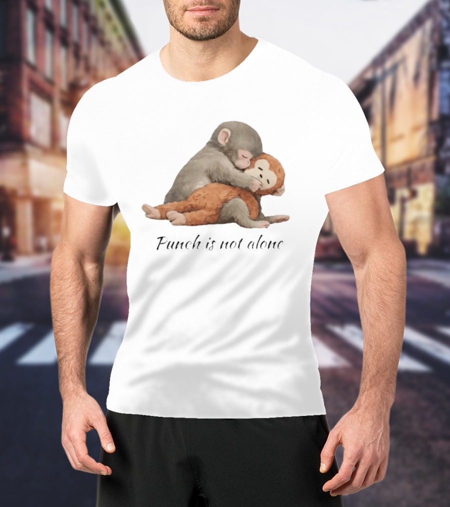 Punch Is Not Alone Hugging Monkeys Cuddle T-Shirt