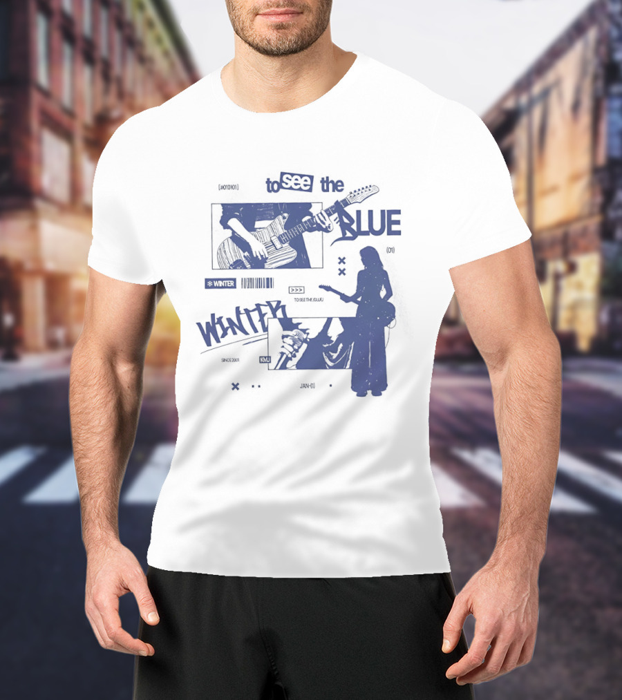 To See The Blue Winter Music Band Guitar T-Shirt