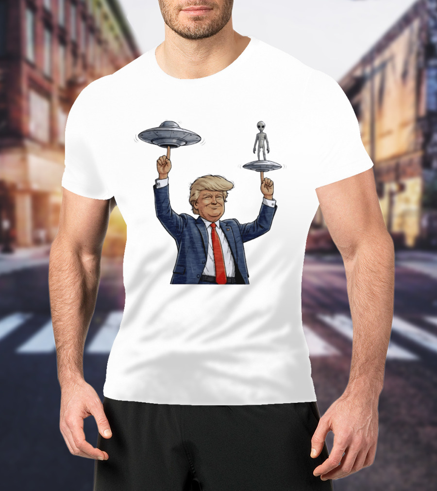 Trump Alien UFO Balancing Act Spinner T-Shirt