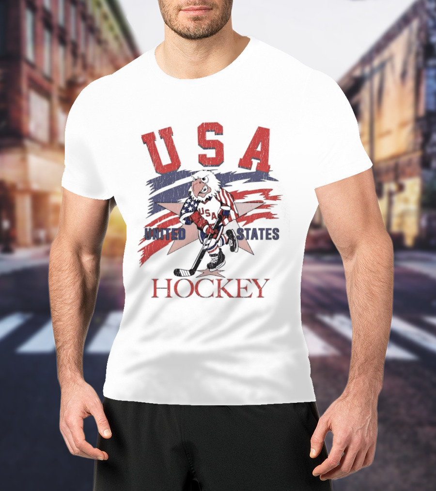 USA Hockey United States Flag Stars And Sticks Bird Player T-Shirt