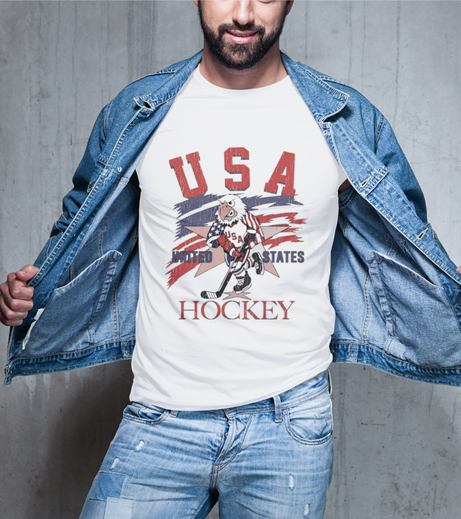 USA Hockey United States Flag Stars And Sticks Bird Player T-Shirt