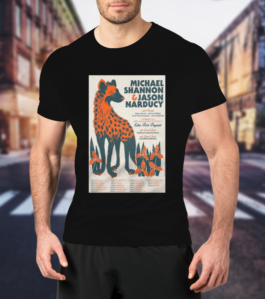 Michael Shannon Jason Narducy Friends Lifes Rich Pageant Tour 40th Anniversary Featuring Bobcat Goldthwait Eugene Mirman T-Shirt