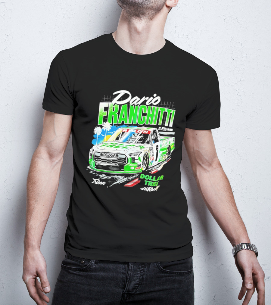Dario Franchitti Toyota Tundra Dollar Tree Racing Palm Trees And Checkered Flags T-Shirt