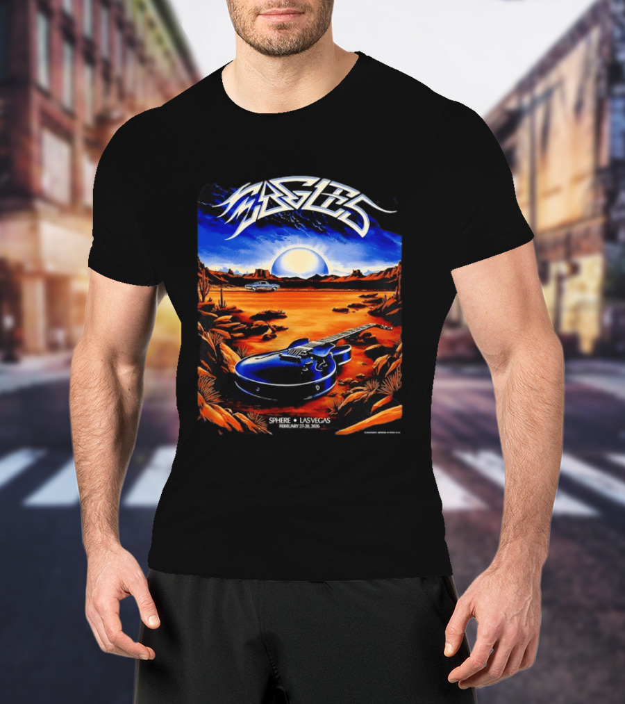 Eagles Live At Sphere Las Vegas February 27 28 2026 Desert Landscape Guitar T-Shirt
