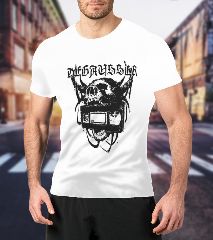 Degausser Skull Grunge Aesthetic With Horns And TV Screen T-Shirt