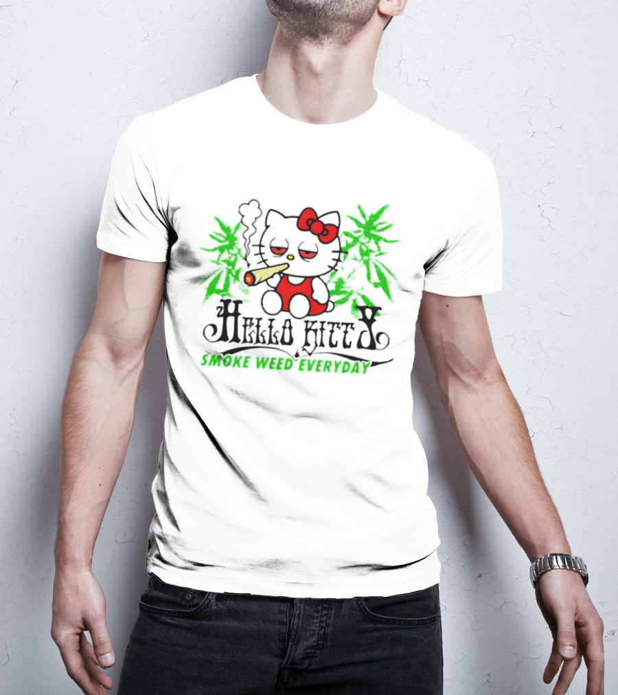 Hello Kitty Smoke Weed Everyday Cannabis Leaves T-Shirt