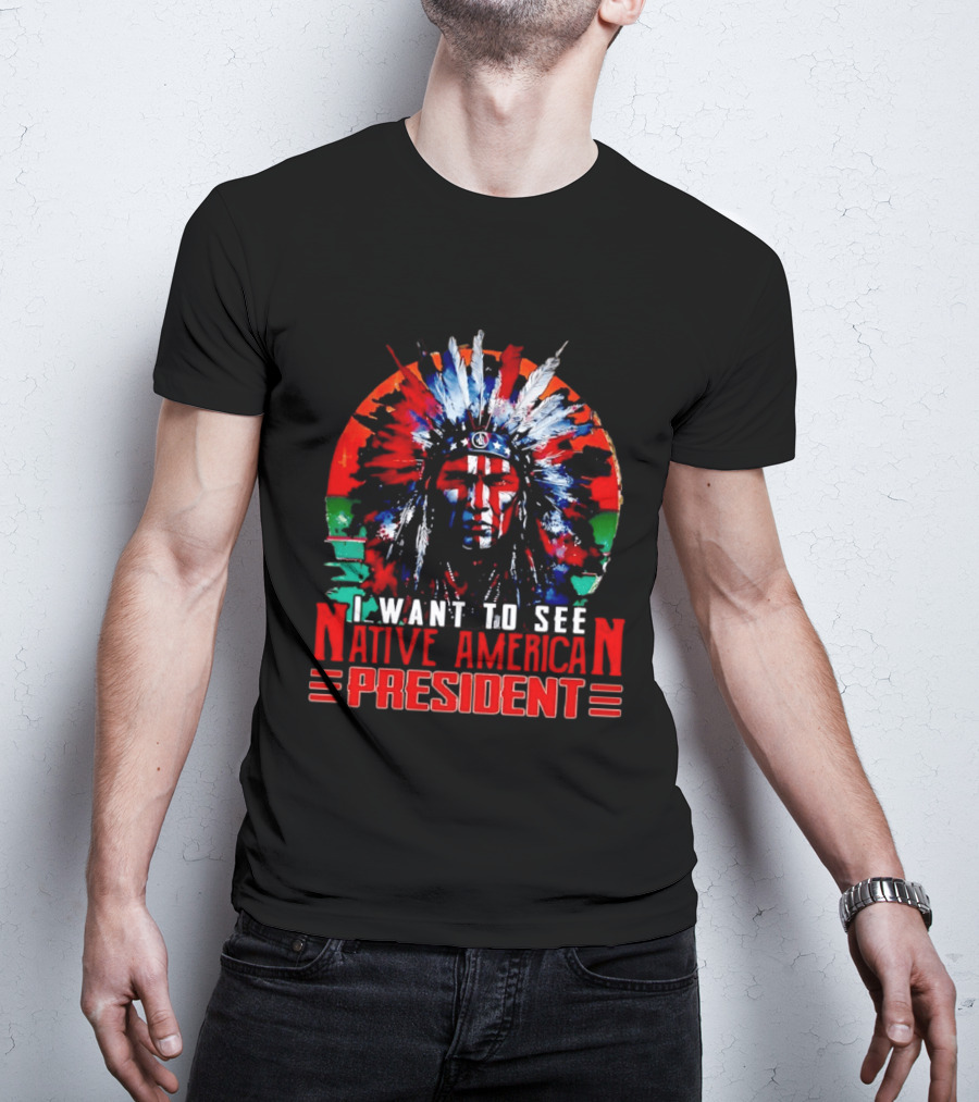 Native American President Bold Statement Feathers Headdress Vision T-Shirt