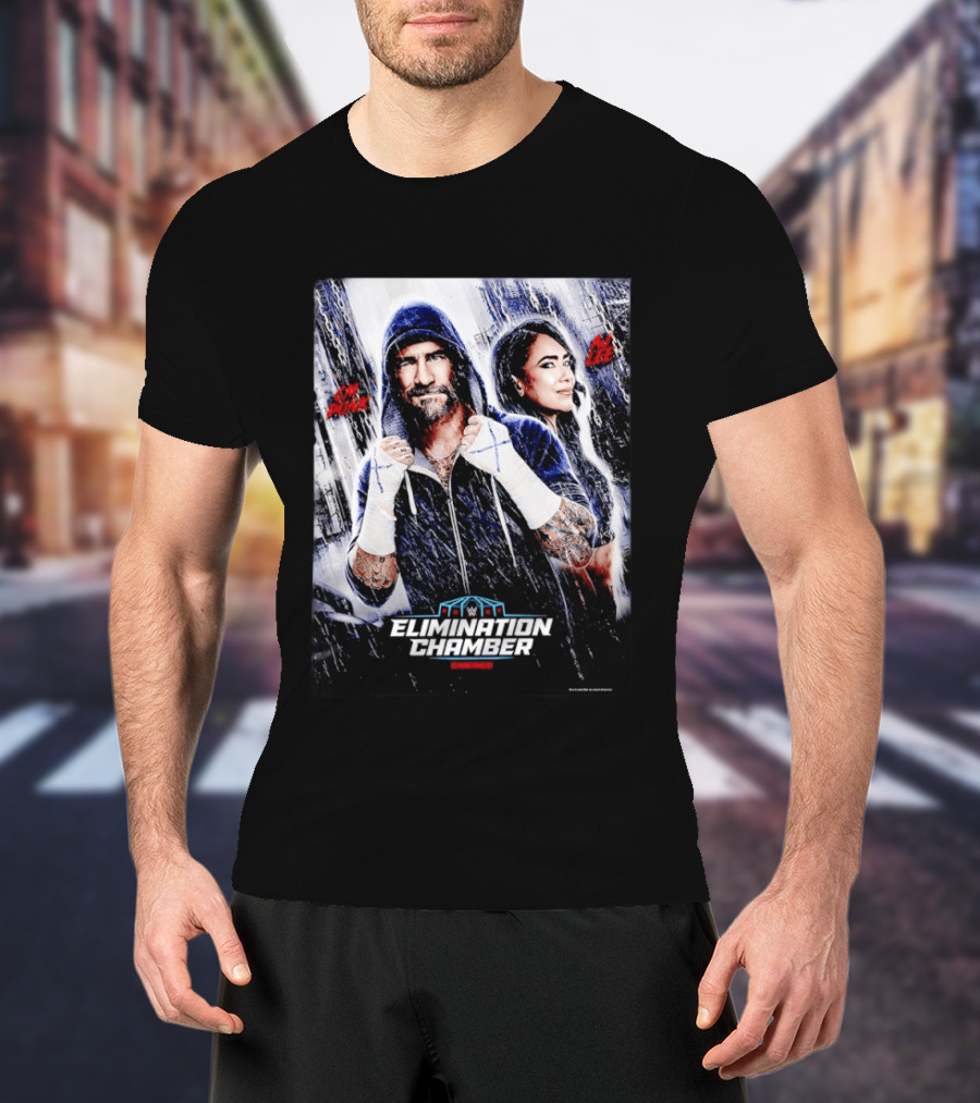 CM Punk AJ Lee WWE Elimination Chamber 2026 Chicago Event T-Shirt