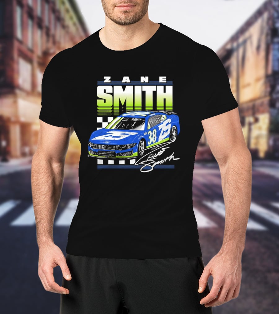 Zane Smith 38 Ford Mustang Dark Horse Front Row Motorsports Racing Car T-Shirt