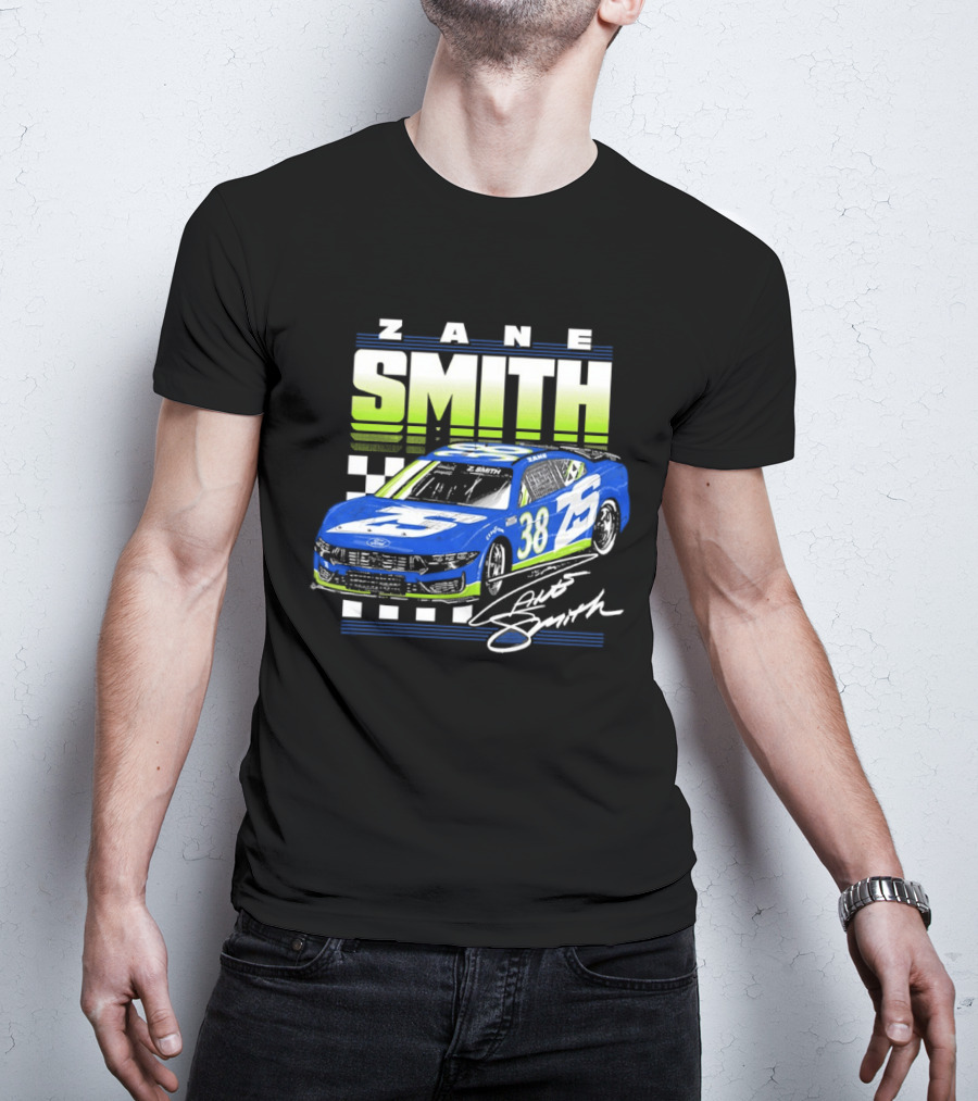 Zane Smith 38 Ford Mustang Dark Horse Front Row Motorsports Racing Car T-Shirt