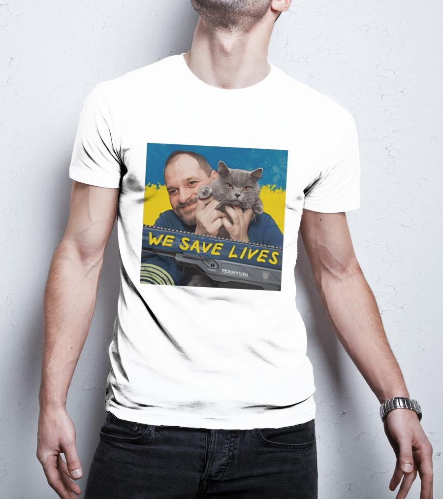 We Save Lives Ukraine Temnyuri Cat T-Shirt
