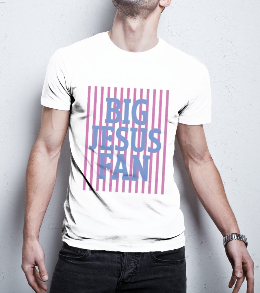 Big Jesus Fan Striped Preppy Christian T-Shirt