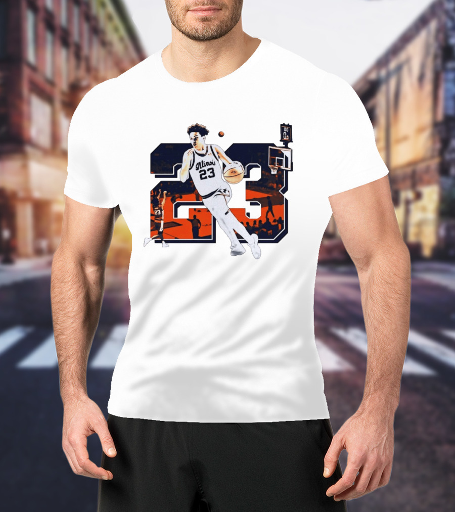 Illinois Fighting Illini Basketball Keaton Wagler 23 Number Dunk T-Shirt