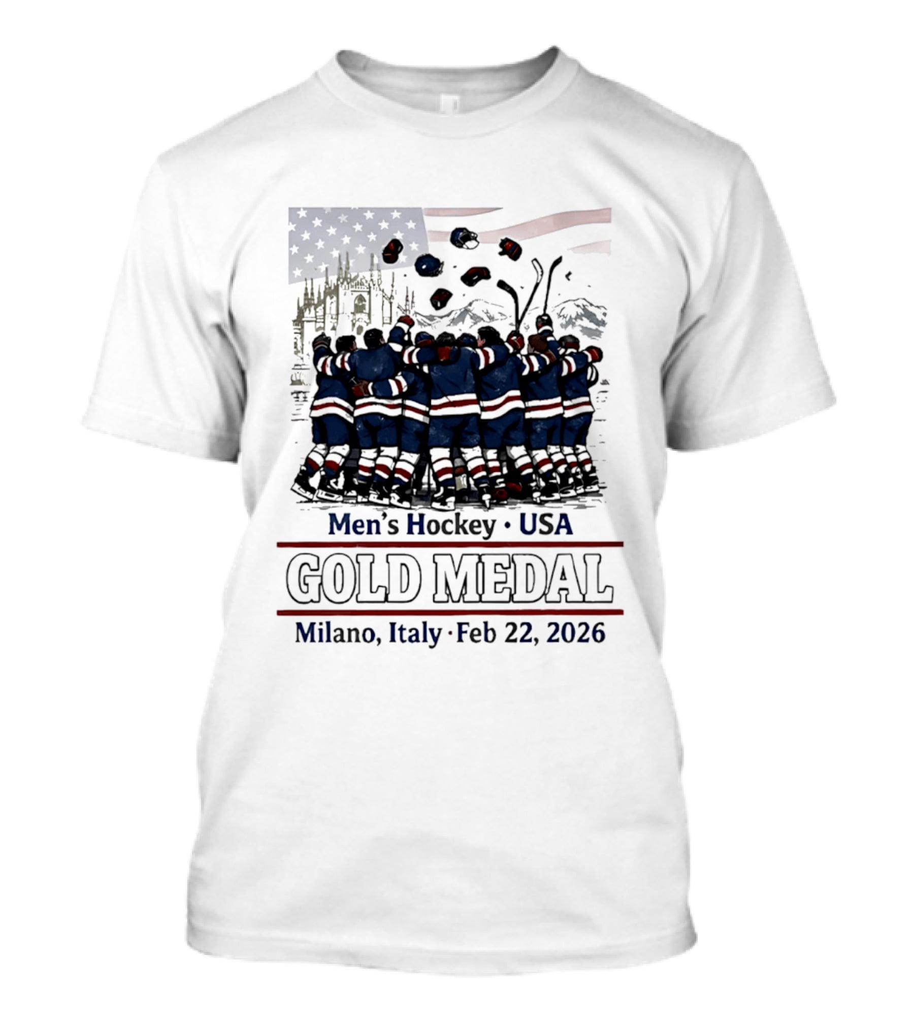 Men's Hockey USA Gold Medal Milano Italy February 22 2026 T-Shirt