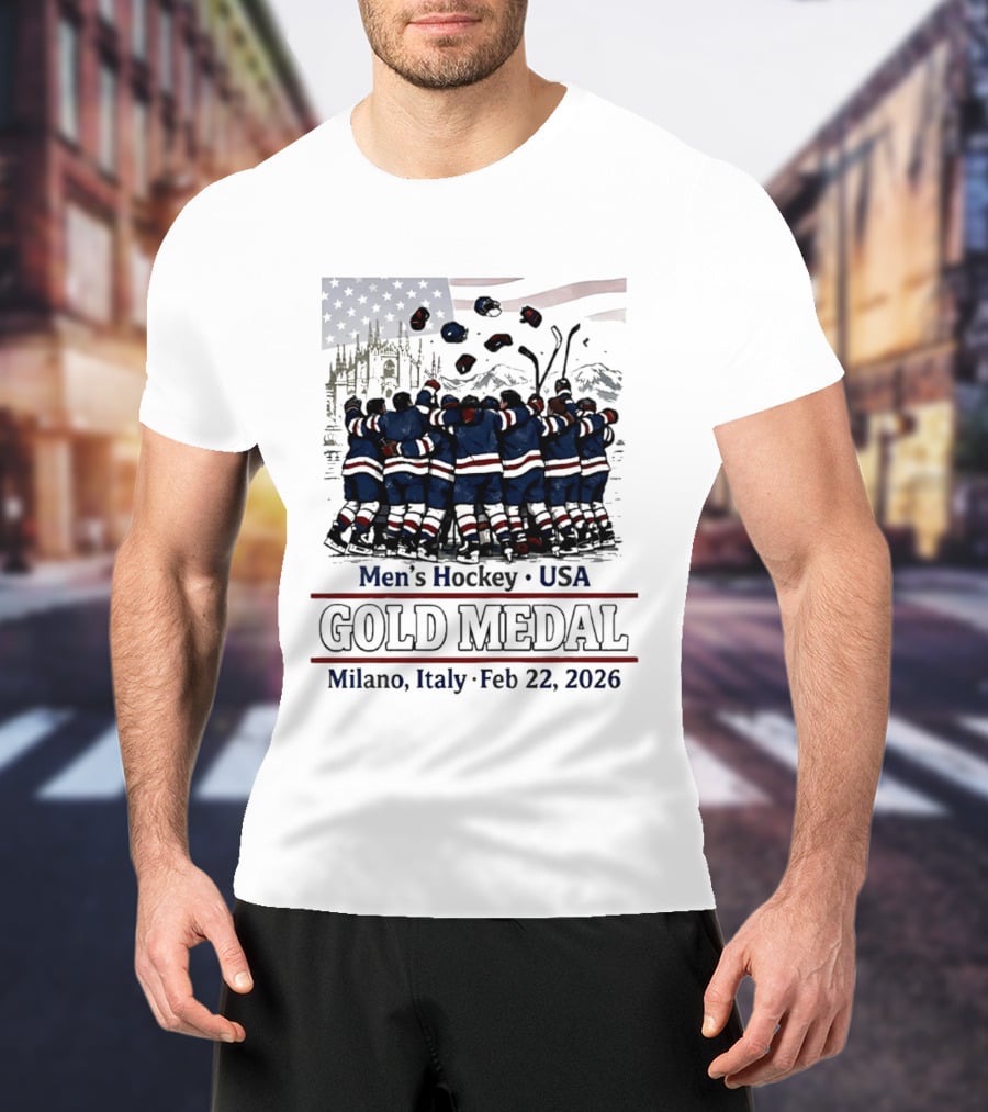 Men's Hockey USA Gold Medal Milano Italy February 22 2026 T-Shirt