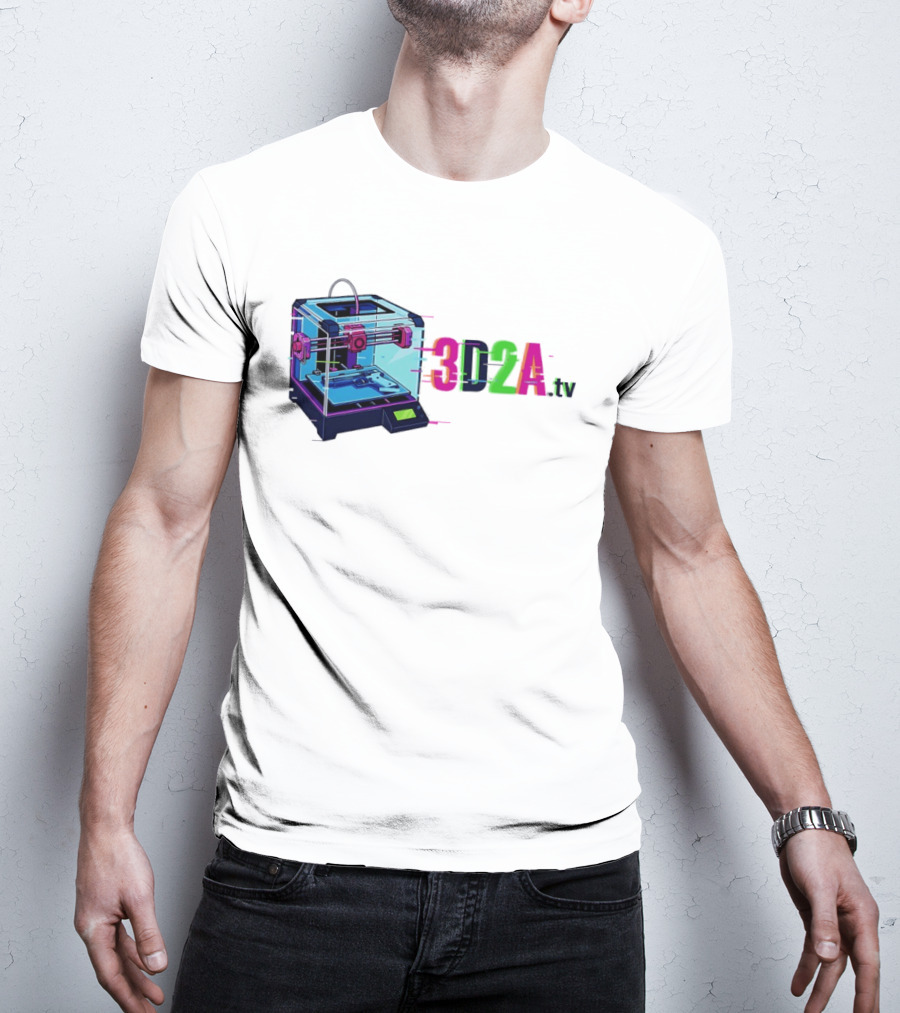 3DZA TV 3D Printer Neon Glitch Aesthetic T-Shirt