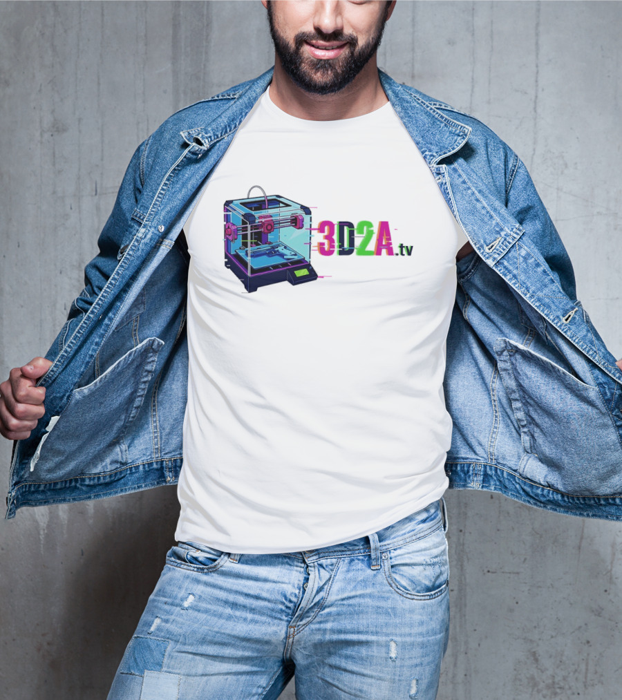 3DZA TV 3D Printer Neon Glitch Aesthetic T-Shirt