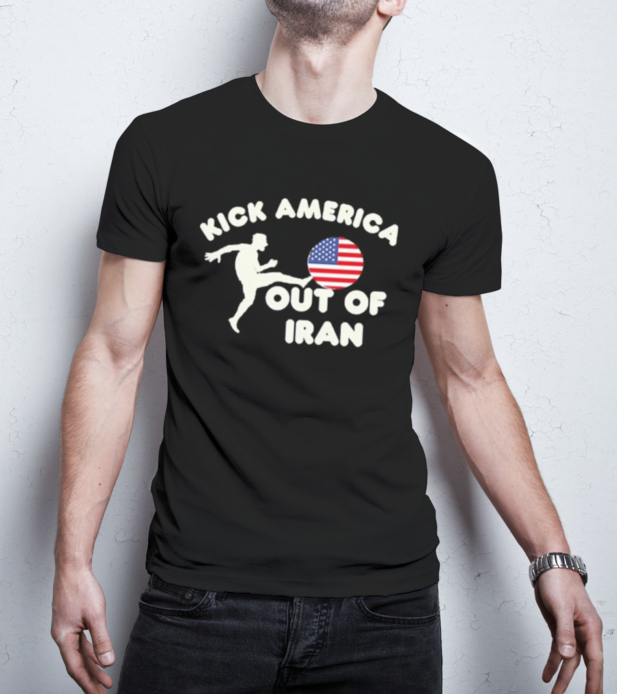 Kick America Out Of Iran Silhouette And Flag T-Shirt
