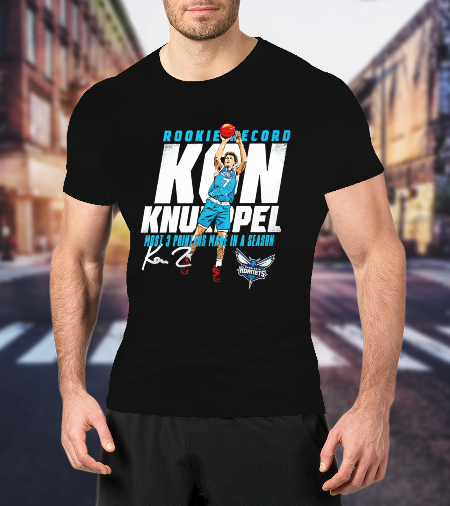 Kon Knueppel Charlotte Hornets Rookie Record Most 3 Pointers Made In A Season T-Shirt