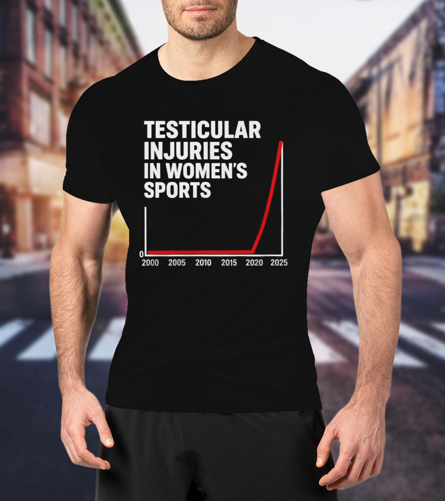 Testicular Injuries In Women's Sports Satirical Chart 2000 2025 Trend Analysis T-Shirt