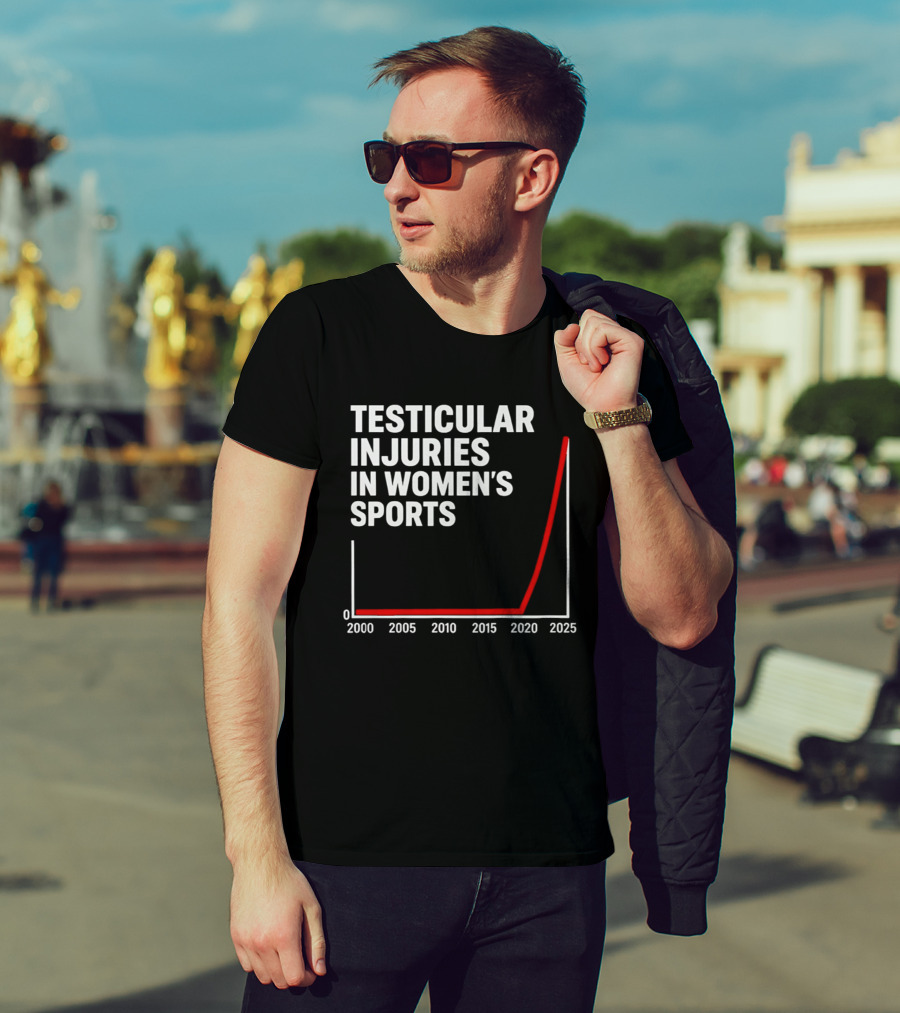 Testicular Injuries In Women's Sports Satirical Chart 2000 2025 Trend Analysis T-Shirt