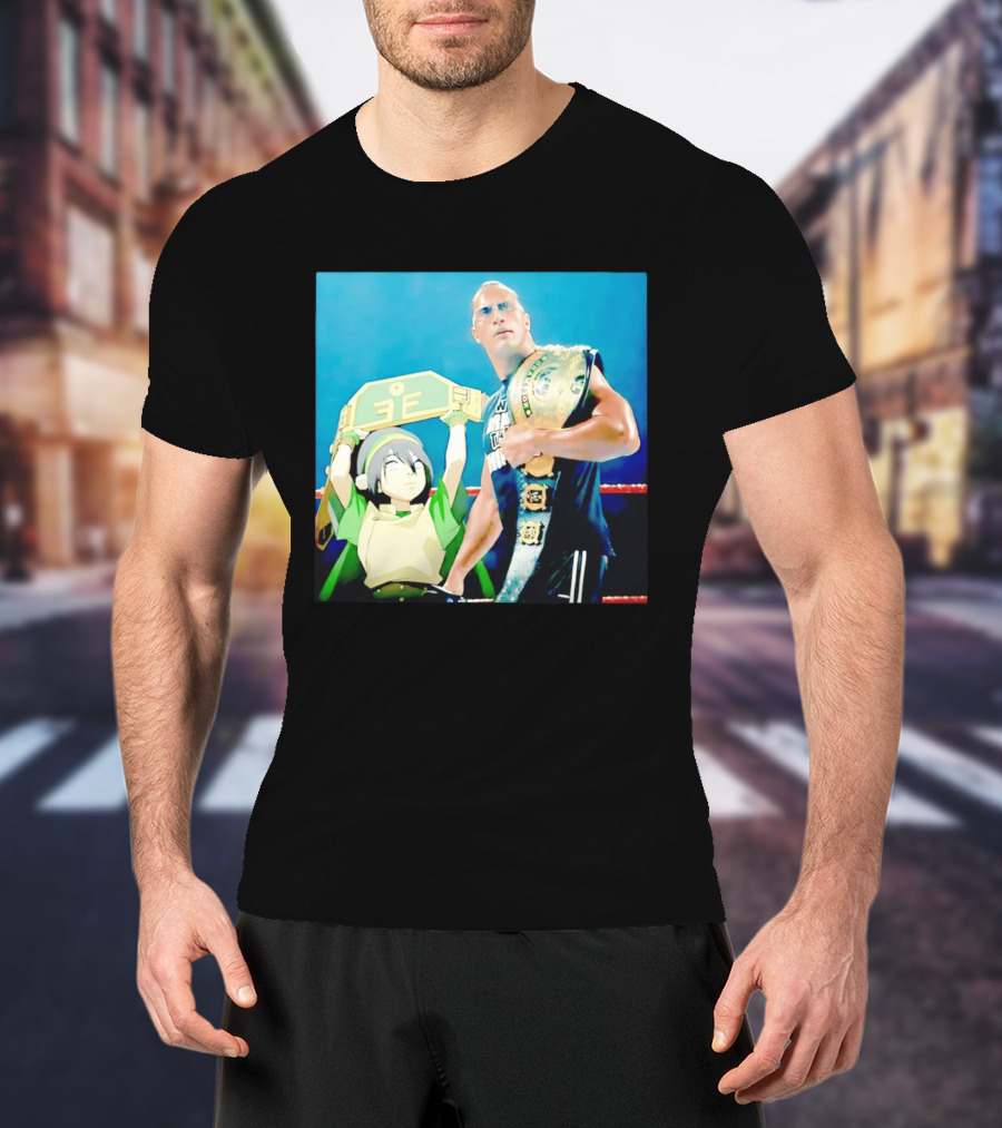 Dwayne The Rock Johnson Meets The Boulder Avatar Crossover Scene T-Shirt