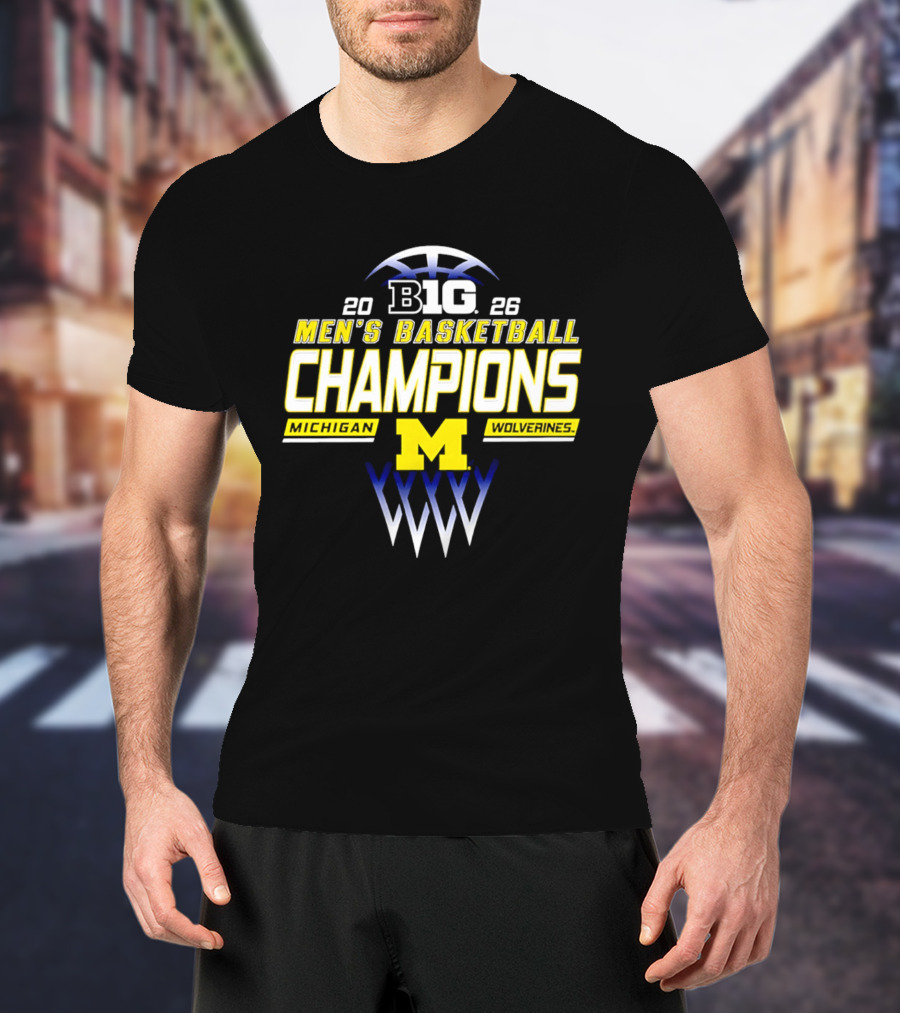 Big Ten 2026 Michigan Wolverines Men's Basketball Champions T-Shirt