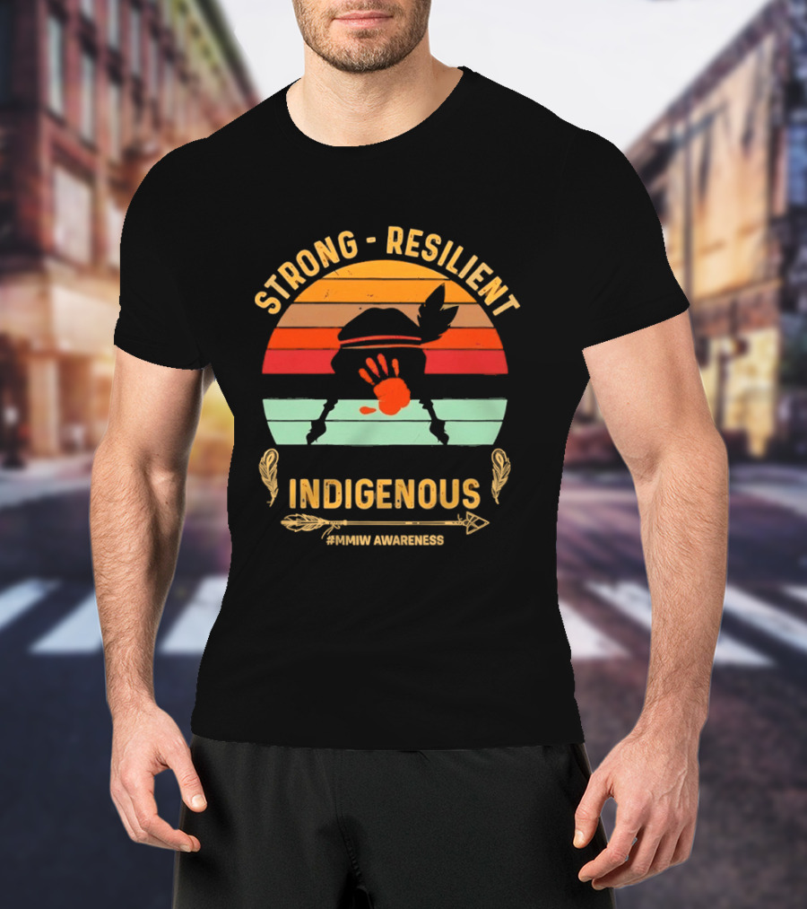 Strong Resilient Indigenous Awareness Handprint Sunset T-Shirt